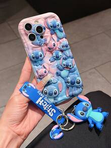 Disney Lilo And Stitch Phone Case : 3D Fluffy Pattern Border Protector Phone Soft Phone Case With A Free Cute Stitch Bracelet Chain Lanyard, Stitch, Lilo, Angel, For Apple 17 Promax 17 Pro 16 15 14 13 12 11 Pro Max XS Max X XR Soft Cover Summer Phone Case - 白色 - 查看 3