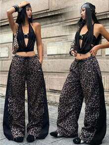Women's Color-Blocked Parachute Pants For Spring And Summer Outings And Concerts - Black - View 6