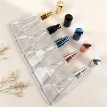 7Pcs Glass Perfume Spray Bottles, Refillable Perfume Bottles With Multi-Colored Metal Caps, Portable Fine Mist Spray Containers For Cosmetic Oils, Mini Stuff, Camping And Travel Essentials, Bathroom Vanity Essentials, Birthday Gifts, Gifts For Women. - Multicolor - View 24