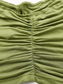 Blusa de punto plisada de unicolor para mujer - Verde lima - Ver 4