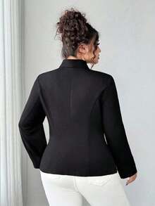 Colección de elegancia extravagante (Vibraciones de "¡Ay de mí!")(Estética del miércoles) Blazer de moda elegante con parches de encaje y flores 3D para mujeres - Negro - Ver 2