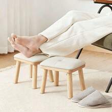 Small Solid Wood Stool, Low Stool, Sturdy And Comfortable For Long Sitting, Modern Minimalist Living Room Coffee Table Wooden Stool, Sofa Soft Padded Bench, Shoe Changing Stool - Natural Wood Color - View 5