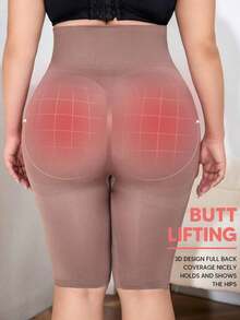 Leggings de control de abdomen de talla grande para mujer con cintura alta, para uso casual en verano - Caqui - Ver 2