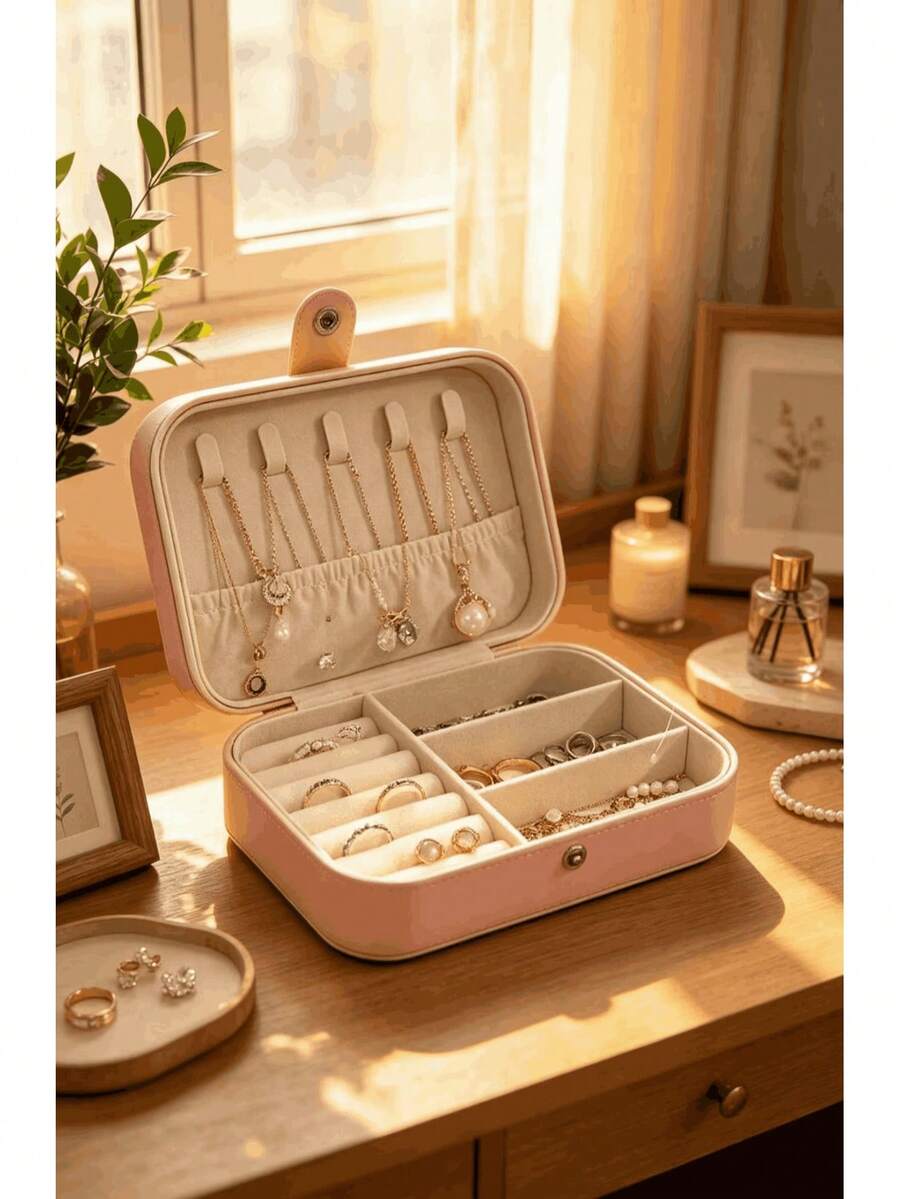 New Multi Layer Jewelry Storage Box, Large Capacity Jewelry Storage Box, Multi Layer Design For Earrings, Necklaces, Rings, Women's Dressing Table Display Stand - White - View 1