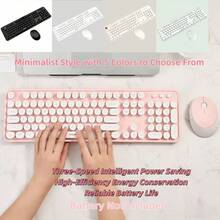 MOFII Sweet 2.4G Wireless Keyboard & Mouse Combo Plug And Play 10M Transmission Silent 104 Keys Multimedia Shortcuts 3 Speed DPI Mouse Compatible Windows Android For Office Home Use Batteries Not Included - View 3