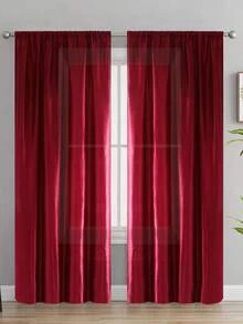 1pc Solid Color Semi-Blackout Curtain, Rod Pocket Design Room Divider Curtain, Suitable For Living Room, Bedroom, Wedding, Party Backdrop Decoration, 70gsm - Multicolor - View 3