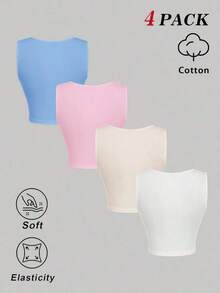 Top de tirantes fruncido de color sólido para mujer en verano - Multicolor 4 - Ver 3