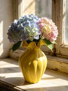 1Pc Wave Rim Vertical Ribbed Resin Vase - Light Luxury Ruffled Edge Flower Vase For Home & Desk Decor | Home Decor, Room Decor, Boho Decor, Desk Decor, Vintage Decor, Unique Gift, Table Centerpiece, Housewarming Gift - New Model - View 7