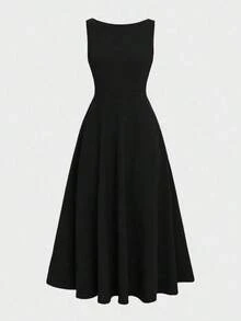 Elegante vestido maxi romántico francés con espalda descubierta, cintura ceñida y diseño calado, encantador y sexy, adecuado para Navidad, fiestas de vacaciones, citas en verano de color negro - Negro - Ver 8