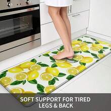 Lemon Kitchen - Anti Fatigue Mats Kitchen Floor - Non Slip Cushioned Rugs Standing - Lemon Decor (17.3*29+17.3*47-0.4) White NPLC - Yellow - View 5