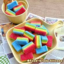 1pc Colorful Sour & Sweet Striped Soft Toy, Designed With Soft Texture, Slowly Rising With Strong Adhesiveness, Can Relieve Irritability, Anxiety, Work And Life Stress, Slow Rebound, High-Quality Silicone Thickened Material, Quickly Popular Bubble Popping, Suitable For Teenage Parties, Gatherings, Games, Gifts, An Excellent Party Gift - Multicolor - View 3