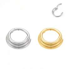Khuyên mũi ba lớp ASTM F136, cỡ 16G, khuyên tai kẹp vành tai, trang sức cơ thể - Vòng nâng vách ngăn mũi ba lớp - Xem 7