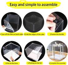 Juego de 2 cajas transparentes para pasteles en color negro, caja transparente para pasteles con cinta, caja reutilizable para regalo y transporte de pasteles y postres. - Negro - Ver 6