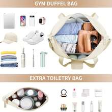 Women's Gym Bag, Personal Items Travel Bag With Shoe Compartment, Weekend Overnight Travel Bag With Waterproof Pocket, Women's Carry-On Bag, Travel, Fitness, Weekend Outing - Multicolor - View 5