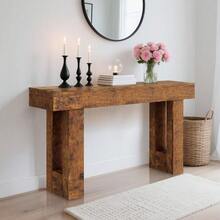 63" Long Console Table For Entryway, Rectangular Wooden Side Table For Behind The Sofa, Farmhouse Style Entry Table For Entryway, Hallway Or Living Room. - Rust Brown - View 11