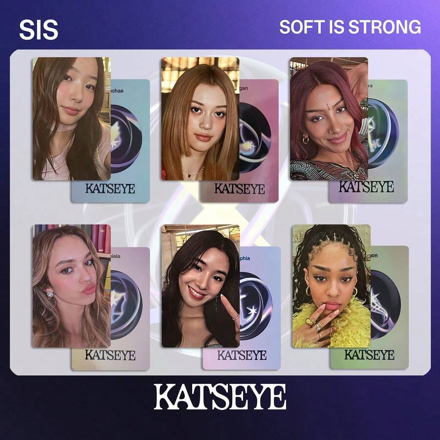 6 piezas Tarjetas fotográficas de doble cara de la serie de álbumes de grupos de chicas, tarjetas de colección de fans, regalos para fans - Multicolor - Ver 1
