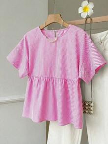 Camisa de mujer tejida de 100% algodón y lino, top de verano, adecuado para el uso diario, citas, reuniones, otoño/invierno/verano, Navidad, Año Nuevo, Acción de Gracias, fiestas, bodas, playa, ceremonias de graduación, moda, elegante, casual - Rosa - Ver 5