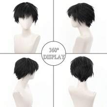 Men's Short Wig, Natural Fluffy Straight Synthetic Hair Wig With Bangs, Realistic Daily Cosplay Costume Wig For Men, Breathable & Lightweight, Halloween - Multicolor - View 3