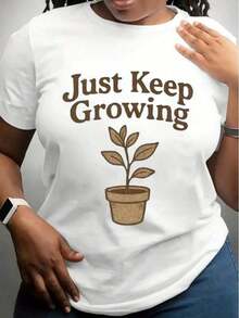 Camiseta para Mujer "Sigue Creciendo" - Camiseta Motivacional para Jardineras y Amantes de la Naturaleza - Blanco - Ver 6