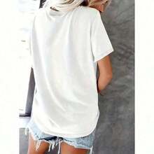 Camiseta Casual con Estampado Gráfico para Mujer, Camiseta con Estampado de Haití para Mujer, Camisetas Divertidas de Algodón Estilo Y2K Harajuku, Ropa Divertida para Mujer, Ropa de Moda Estética, Ropa para Mujer, 100% Algodón, Cuello Redondo Casual, Manga Corta, Perfecta para Primavera y Verano, 100% Algodón, Duradera - Blanco - Ver 3
