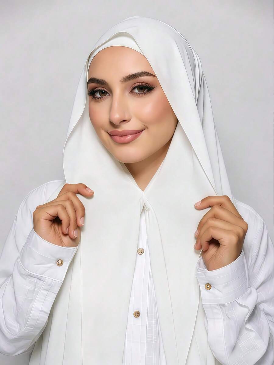 1pc 3-In-1 Quick-Wear Chiffon Hijab With Built-In Magnet And Inner Cap/All-In-One Quick-Wear Hijab - No Pins Needed, Anti-Slip Fit, Instant Wear