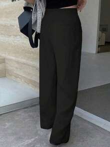 Tailored Wide Leg Trousers - Negro - Ver 5