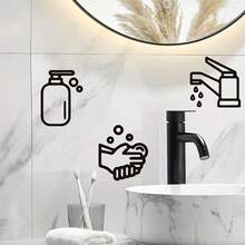 Hình dán vòi nước hoạt hình - Decal PVC có thể tháo rời dùng để trang trí nhà bếp, phòng tắm và phòng ăn, tự dính, dễ lắp đặt, thiết kế viền trắng đen, trang trí tường nhà bếp | Nghệ thuật trang trí tường hiện đại | Hình dán dễ lắp đặt - 1 cái - Xem 6