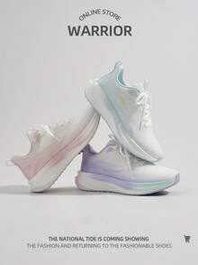 WARRIOR 1双女士系带运动鞋，夏季新款时尚百搭厚底透气休闲运动鞋，适合户外运动 - 白淺紫色 - 查看 7