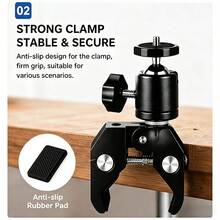 Giá đỡ máy ảnh kẹp siêu chắc 360° với đầu bi mini, vít 1/4" và kẹp tháo nhanh dành cho máy ảnh DSLR và giá đỡ chân máy. - Xem 3