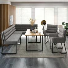 Corner Bench Set, Dining Set, Ideal For Placing In A Corner Of Kitchens And Dining Rooms, Includes A Corner Bench, Two Dining Chairs And A Dining Table, Chenille Fabric, Gray Color + Wood. - Grey - View 4