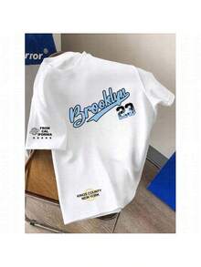 Men's Graphic T-Shirt With Brooklyn Design, Featuring A Flame Print Of The Number 23 And The Pride Of The New York Boroughs - Casual Summer T-Shirt, Suitable For Urban Street Style, Comfortable For Everyday Wear, Machine Washable, Urban Fashion, Street Style, Adult Men's T-Shirt. - 白色 - 查看 6
