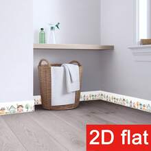 1 Roll 2D Flat High-End Home Decor Essential. Self-Adhesive Design, Perfect For Baseboards/Waistlines. Adorned With Charming Floral Patterns To Enhance Home Aesthetics. Size: 3.94x196.85 Inches, Made Of Durable PVC Material - A - View 11