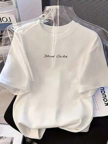Nuevas llegadas para el verano. Camiseta de manga corta con estampado de letras, única y linda, de estilo casual - Tejido de poliéster tejido, la elección perfecta para el verano. Moda femenina cómoda - Suave y transpirable, adecuada para uso diario informal. Blusa ligera, camisa > Hermosa. - Blanco - Ver 11