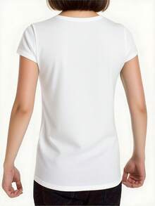 Women's White Anchor Print T-Shirt - Short Sleeve Blouse With Round Neck And Soft Stretch Fabric - Compatible Top | Machine Washable Casual Wear, Suitable For Spring, Summer And Autumn Outfits, Comfortable And Eye-Catching T-Shirt, Holiday Gift. - 白色 - 查看 2