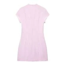 Vestido corto elegante de estilo minimalista con lazo y lunares, de moda europea y americana, para mujer, de la nueva colección primavera/verano de DEEKA para vacaciones - Rosa - Ver 2