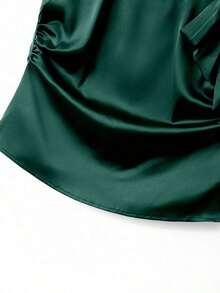 Nueva blusa de verano para mujer, top de camisola de perlas burdeos, top elegante de fiesta burdeos, top de playa burdeos, top de cami para bodas y eventos burdeos, top casual burdeos, top de cami brillante burdeos. - Verde Oscuro - Ver 4