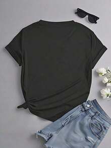 Funny Graphic Print T-Shirt "Raising My Mom Is So Hard, She Doesn't Listen" - Women's Short Sleeve Crew Neck T-Shirt, Perfect For Parties, Holidays, Size S And Home Wear, Great Gift For Birthdays And Friends - 1 件(T卹) - 查看 2