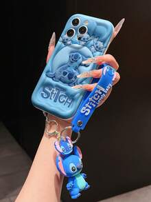 Disney Lilo And Stitch Phone Case : 3D Fluffy Pattern Border Protector Phone Soft Phone Case With A Free Cute Stitch Bracelet Chain Lanyard, Stitch, Lilo, Angel, For Apple 17 Promax 17 Pro 16 15 14 13 12 11 Pro Max XS Max X XR Soft Cover Summer Phone Case - White - View 4