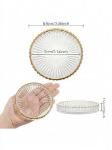 Glass Pillar Candle Holder Base: Round Glass Candle Holder Base, Suitable For Dinner, Wedding And Party Table Centerpiece Decoration, Can Be Used As Wedding And Valentine's Day Table Coaster, Home Room Decor, Holiday Party Decoration, Table Decor - Transparent Gold-rimmed Version - View 5