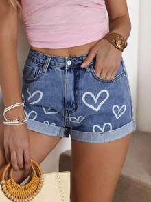 Shorts de mezclilla simples y de moda para mujer, adecuados para el verano - Azul - Ver 7