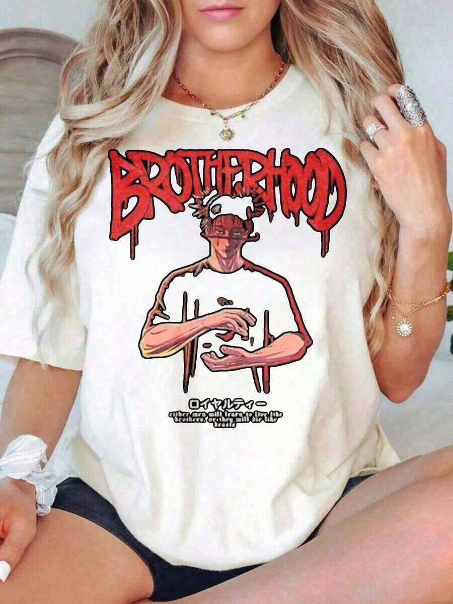 Unisex Anime Girl Print T-Shirt, Plus Size, Pink Character Graphic Design, Casual Loose Fit For Women And Men, 100% Cotton, Suitable For Versatile Casual Wear In Spring, Summer And Autumn. - 白色 - 15 - 查看 1