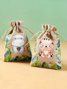 6入叢林動物抽繩袋 束口小袋 禮品包裝袋 包裝用品 生日派對用品 兒童生日禮物 派對小禮物 零食收納袋 糖果袋 派對袋填充物 嬰兒洗禮 1歲生日 家庭生日佈置 叢林主題派對 - 叢林動物 - 查看 8