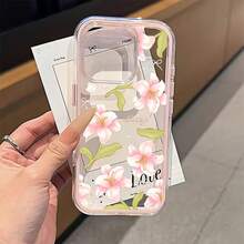 A Large-Hole Solid Color Lucky Pink Lily And Bow Print High-Quality Comfortable-Feel Phone Case, Simple Transparent Pink Frame Two-In-One Phone Protective Case, Suitable For IPhone 11/12/13/14/15/16/16 Pro Max/12 Pro/13 Pro/14 Pro/15 Pro/16 Pro/14 Plus/15 Plus/16 Plus/12 Pro Max/13 Pro Max/14 Pro Max/15 Pro Max/16 Pro Max, High-End Feel Girls' Phone Case, Compatible With IPhone 17/17 Pro/17 Pro Max/Air Latest Apple Phone Cases - Multicolor - View 3