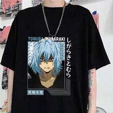 Unisex Short-Sleeved T-Shirt With A Graphic Print Of S1ALE's Todoroki Shoto Anime. This Casual, Loose-Fitting T-Shirt Is Made Of Thick 220g Cotton, Offering A Soft Texture And A Pleasant Feel. It's Comfortable And Gentle On The Skin. Its Classic And Simple Style Is Timeless, Making It Ideal For Everyday Wear, Sports Activities, Travel, Vacations, And Any Casual Occasion. - 黑色 - 查看 1