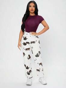 Body ajustado de mujer casual de corte slim en color liso - Morado - Ver 5