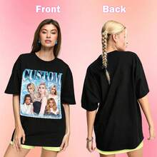 LucBuy Camisetas Personalizadas de Rap Pirata, Sudadera Extragrande con Texto y Fotos de Caras Retro Personalizadas, Cara Gráfica Cuello Redondo Casual Hombro Caído Sudaderas con Capucha Regalos - Estilo 6 - Ver 6