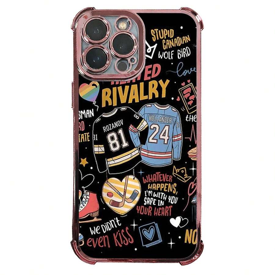 Funda para teléfono - 1 unidad de funda protectora con proceso de galvanoplastia Heated Rivalry, con acolchado mejorado y resistencia a impactos, compatible con iPhone 17 16 15 14 13 Pro Max. - Rosa - Ver 1
