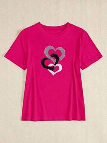 Playera Casual Para Hombre Y Mujer Con Diseño Minimalista, Estilo Cute Y Tela Premium, Manga Corta Para Mujer, Ideal Para Verano - Rojo - Ver 4