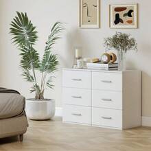 Nightstand With 3 Drawers, Bedroom Side Table, MDF, White - 白色 - 查看 2