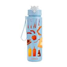 1pc 750ml/26oz 3D Printed Barbecue Pattern Sports Straw Water Bottle, 5 Color Options, With Handle Strap For Easy Carrying, Compact Durable Lightweight, Suitable For Outdoor Camping, Sports, Travel, School, Office, Birthday Gift - Multicolor - View 12